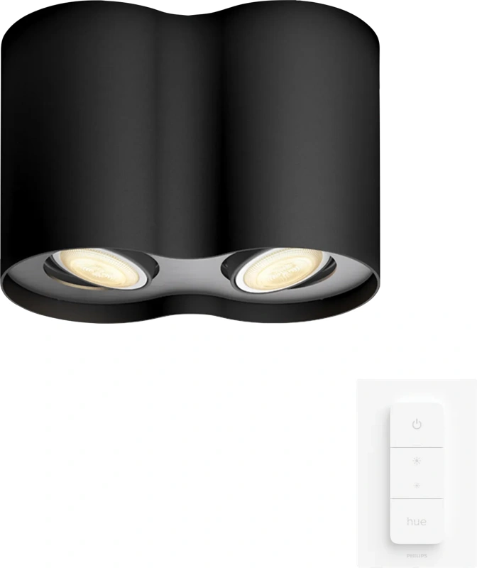 Philips Hue Pillar Opbouwspot White Ambiance - Zwart - 2-spots + Dimmer