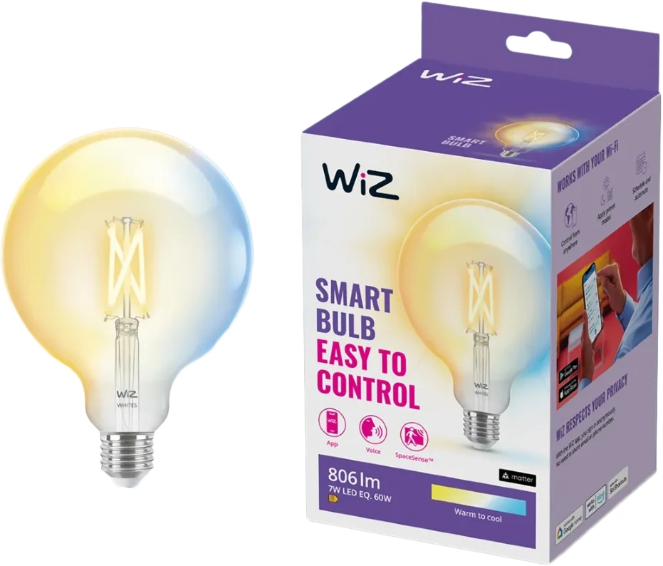 WiZ Globe XL Filament - Warm tot Koelwit Licht - E27 - Transparant