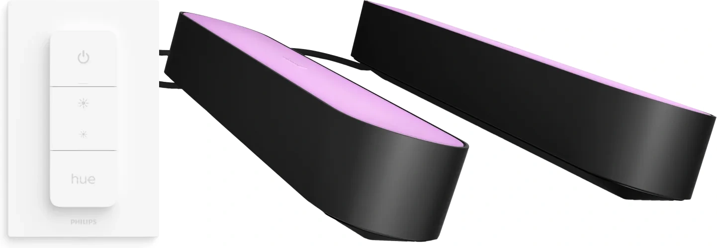 Philips Hue Play Lichtbalk White and Color Zwart 2-pack + Philips Hue draadloze Dimmer