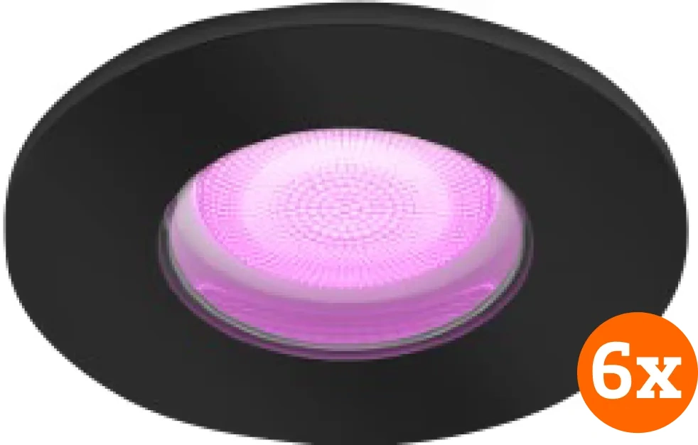 Philips Hue Xamento badkamer inbouwspot White and Color - Zwart - Rond 6-pack
