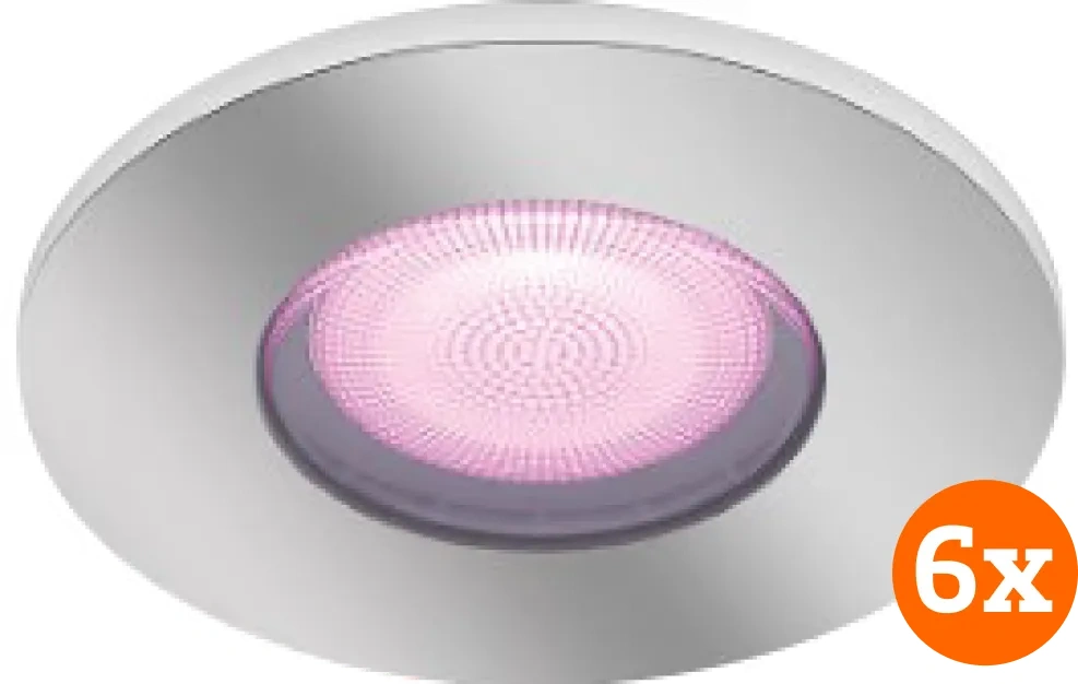 Philips Hue Xamento badkamer inbouwspot White and Color - Chroom - Rond 6-pack