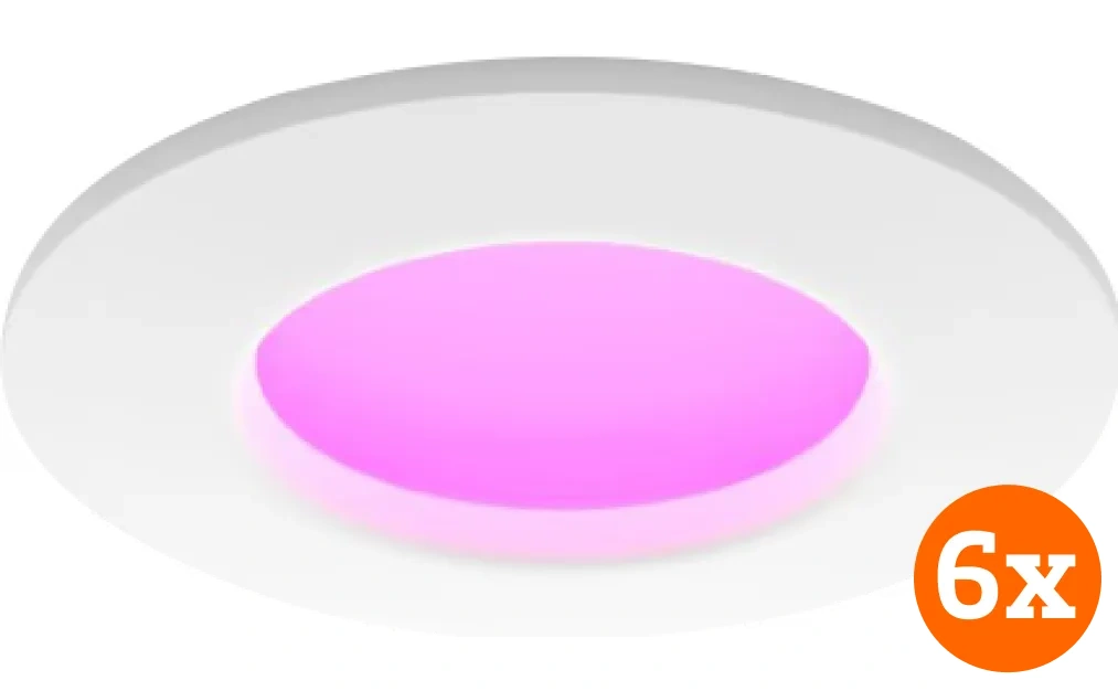Philips Hue Inbouwspot Slim 6-pack - White and Color - 90mm - Wit