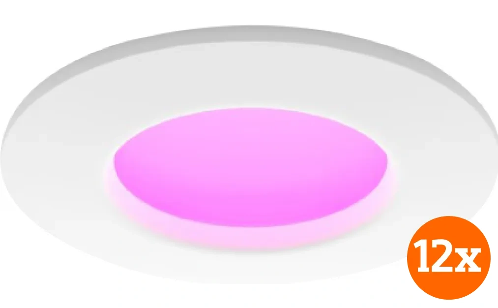 Philips Hue Inbouwspot Slim 12-pack - White and Color - 90mm - Wit