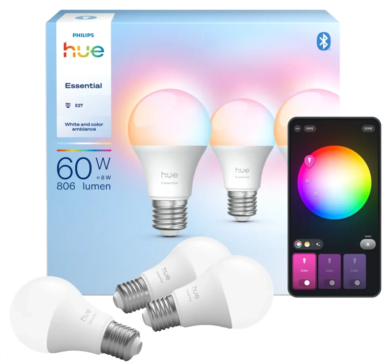 Philips Hue Essential A60 White and Color E27 3-pack