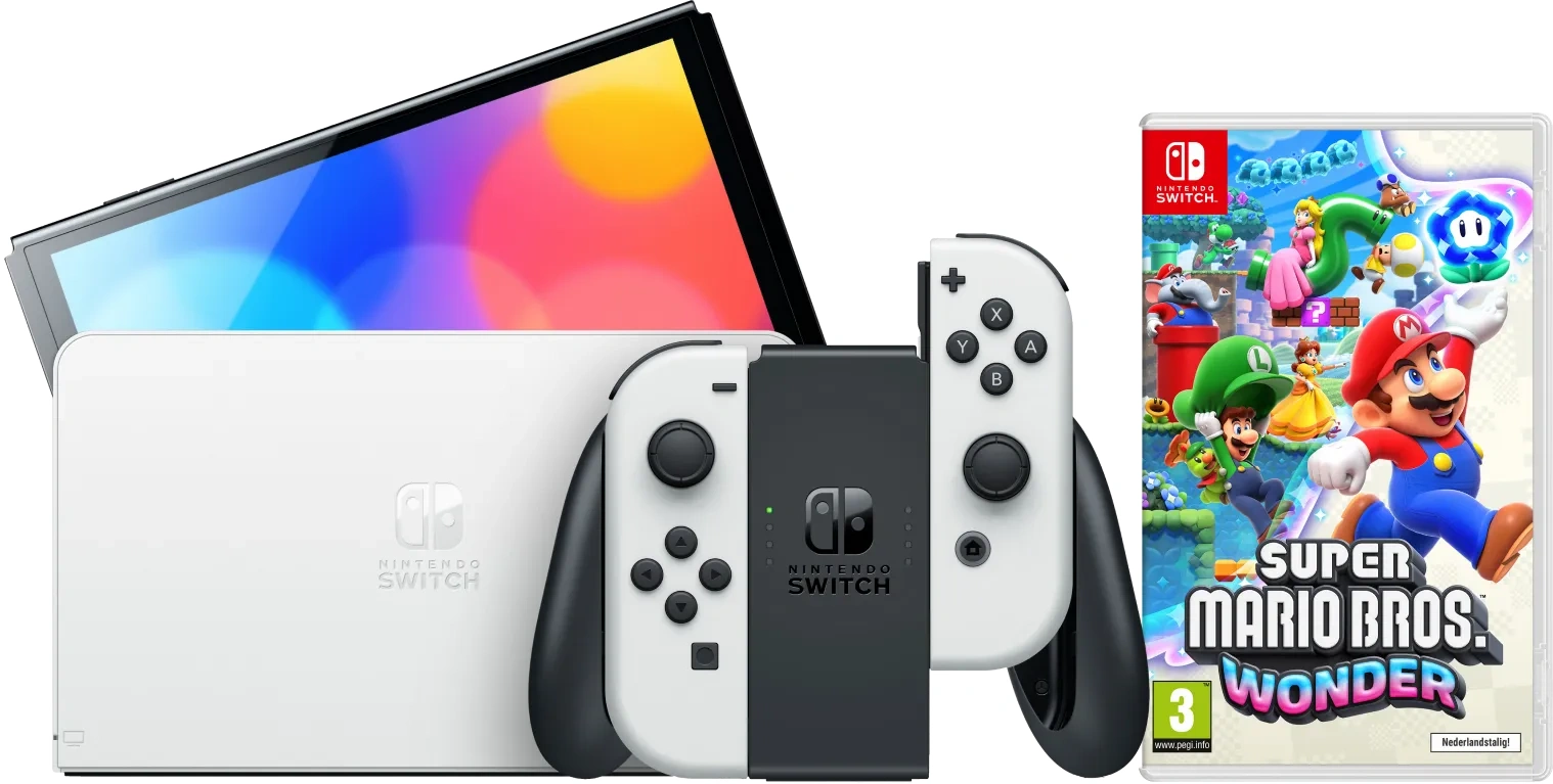 Nintendo Switch OLED Wit + Super Mario Bros. Wonder
