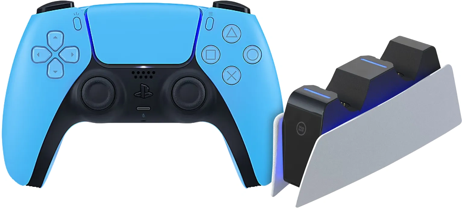 Sony PlayStation 5 DualSense Draadloze Controller Starlight Blue + BlueBuilt oplaadstation