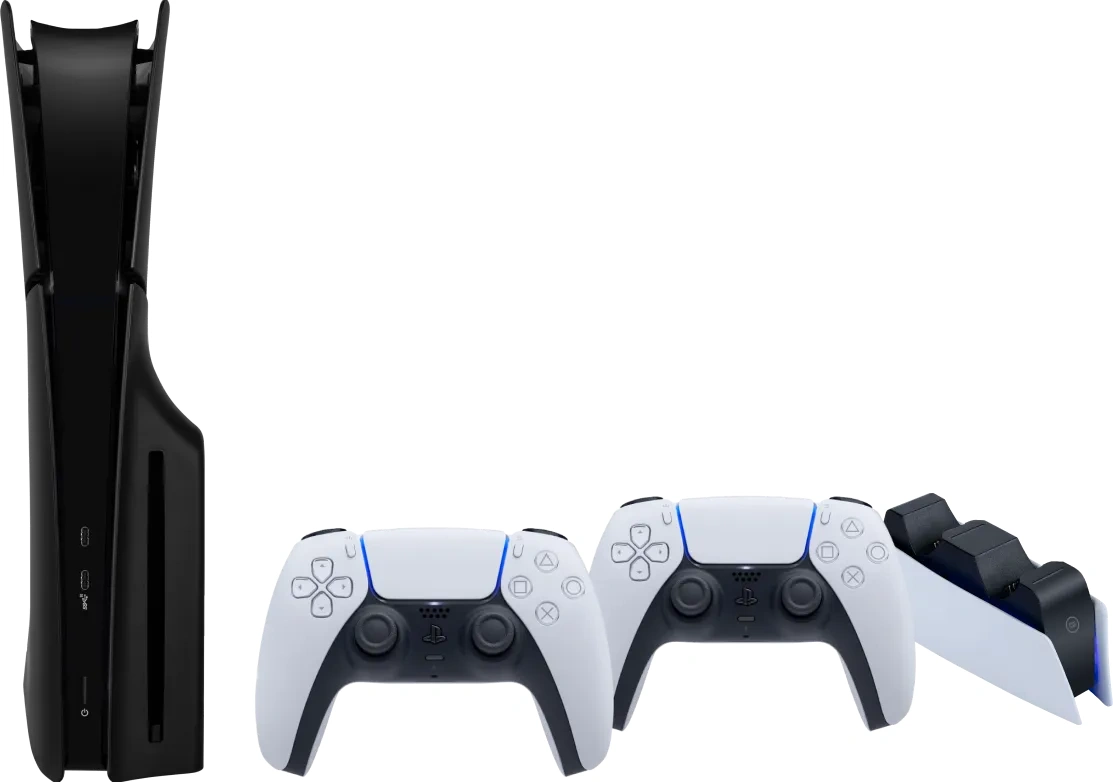 PlayStation 5 Slim Disc Edition + Covers Zwart + Extra Controller Wit + Oplaadstation