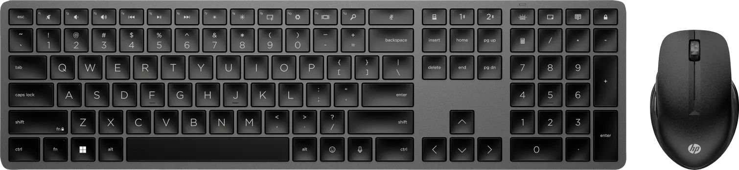 HP 975 Dual-Mode Draadloos Toetsenbord Zwart QWERTY + HP 430 Multi-Device Draadloze Muis