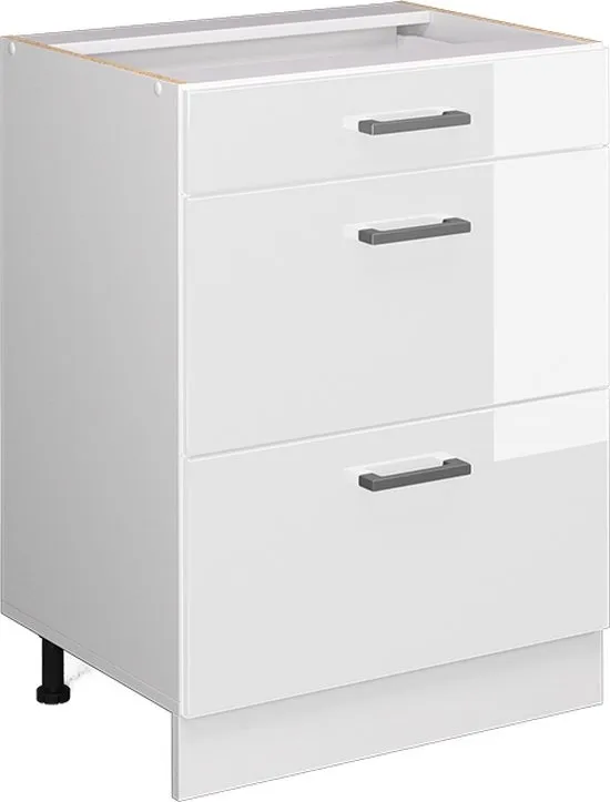 Vicco R-Line Keukenonderkast – 60 cm met laden, zonder werkblad Wit Hoogglans