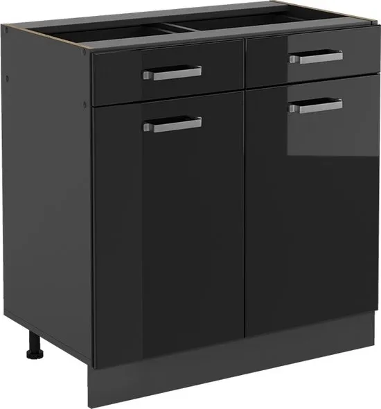 Vicco R-Line Keukenonderkast – 80 cm zonder werkblad Zwart hoogglans
