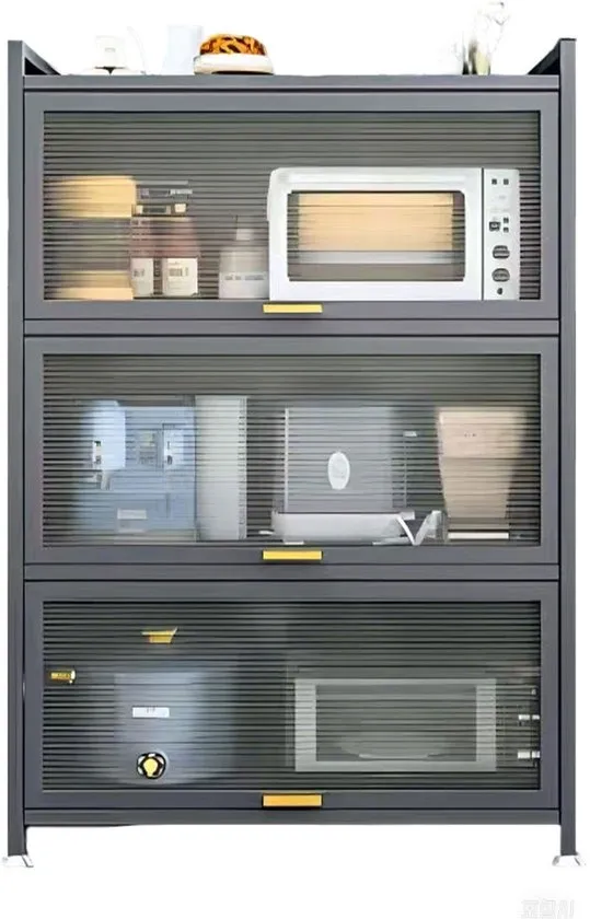 OFMOTRA Keukenkast - Keukenkast Staand - Magnetronkast - Ovenkast - Magnetronrek - Apothekerskast - Keukenkast Organizer - Kast - Rek - Beugel - Boekenkasten - Woonkamerkasten - met 4 planken - Grijs