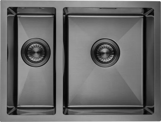 LOMAZOO Galaxy RVS Keuken Spoelbak & Wasbak - Dubbele Gootsteen - Duurzaam en Onderhoudsvriendelijk - Inclusief Accessoires - 595x450x200mm