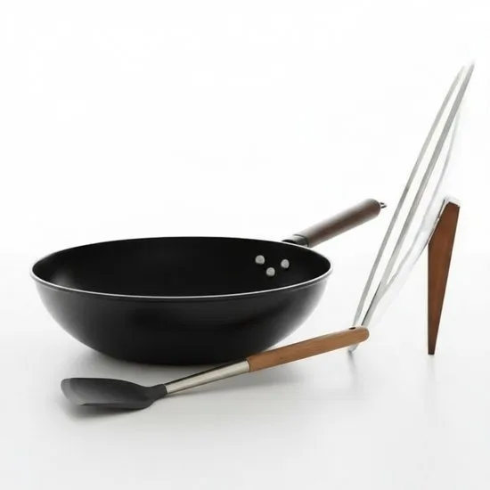 Rednas Takumi Series Wokpan met Deksel – 32 cm – PFAS-vrij – Geschikt voor Inductie, Gas, Keramisch & Elektrisch – Inclusief Houten Spatel – Japans Design