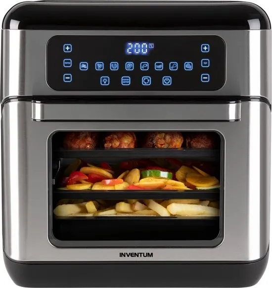 Inventum GF1200HLD Airfryer Oven XXL - 12L - 8 programma's - 80-200 °C - Tot 6 personen - Zwart/RVS - WK