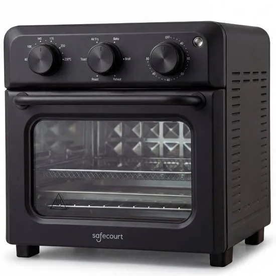 Safecourt 6-in-1 Airfyer oven - 100% PFAS-vrij - 6 programma’s - 80 tot 230 graden - Airfryer, bakken, roosteren, toasten, grillen & opwarmen - Zwart