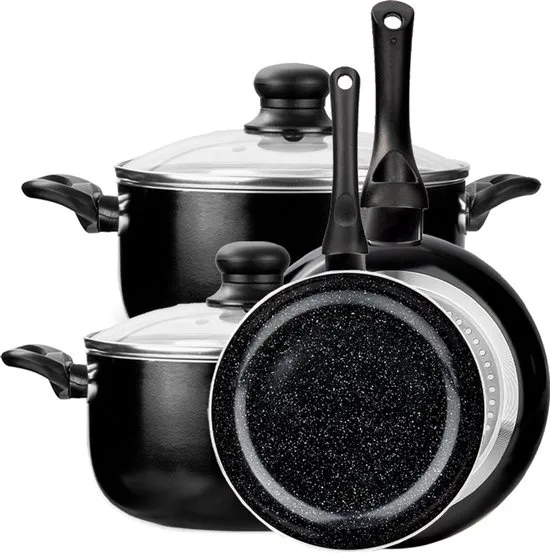 CeraFusion Keramische Pannenset 6-delig - Koekenpannen 24, 28 cm & Kookpotten 20, 24 cm - Koekenpan - Pannensets - Inductie Pannen - Pan - PFAS Vrij