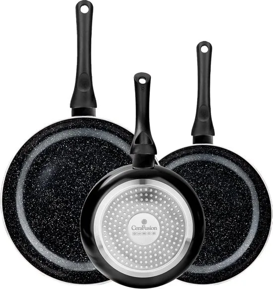 CeraFusion Keramische 3-delig Koekenpannenset– 20/24/28 cm – Inductie – PFAS-vrij – Pannenset – Koekenpannen– Koekenpan – Pan