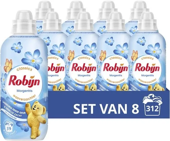 Robijn - Wasverzachter - Morgenfris - 8 flessen - 312 wasbeurten - Voordeelverpakking