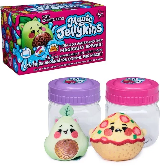 Magic Jellykins - Verrassingsknuffel in pot 2-Pack - Water Geactiveerd Squishy Speelgoed met Magische Transformatie - Surprise Knuffels in Blind Verpakking - 7,6 cm