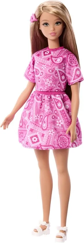 Barbie Fashionistas Style - Barbie Pop met roze paisley rok en blond haar