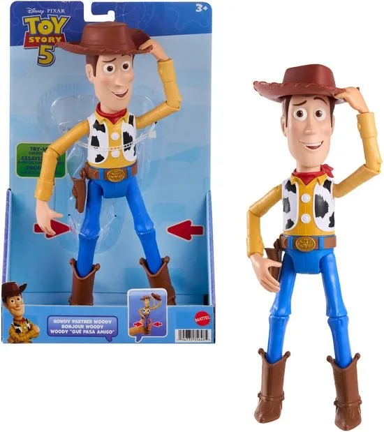 Disney en Pixar Toy Story 5 grote Howdy Partner Woody figuur van 30 cm - beweegbaar speelgoed - kantelbare hoed