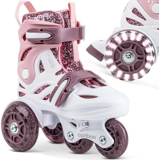 Cariboo Ballerina - Skates Inline - Kinderrollers - Skeelers - Roze-Paars - voor Meisjes - Led-wielen - Verstelbare maat (31-34)