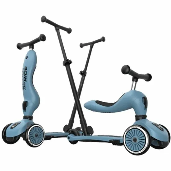 Scoot & Ride Highwaykick 1 Push & Go - 2-in-1 Kinderstep met duwstang - Step & Loopfiets 2-in-1, 3 wielen - Duwstang 3 hoogtes, afneembare voetsteunen - 1-5 jaar, max 20/50 kg - Steel
