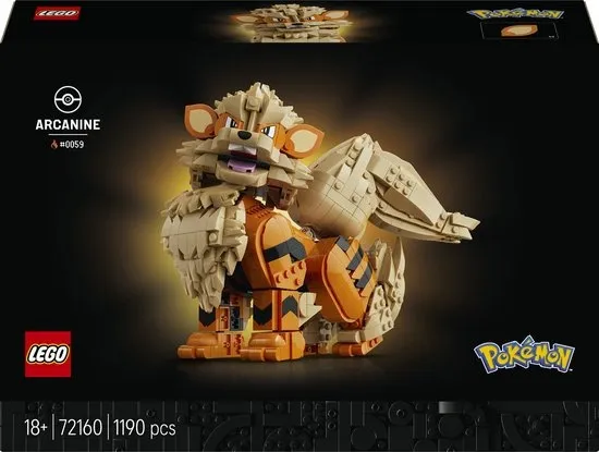 LEGO Pokémon - Arcanine Pokémon Dieren Figuur Bouwpakket voor Volwassenen en Woondecoratie - 72160