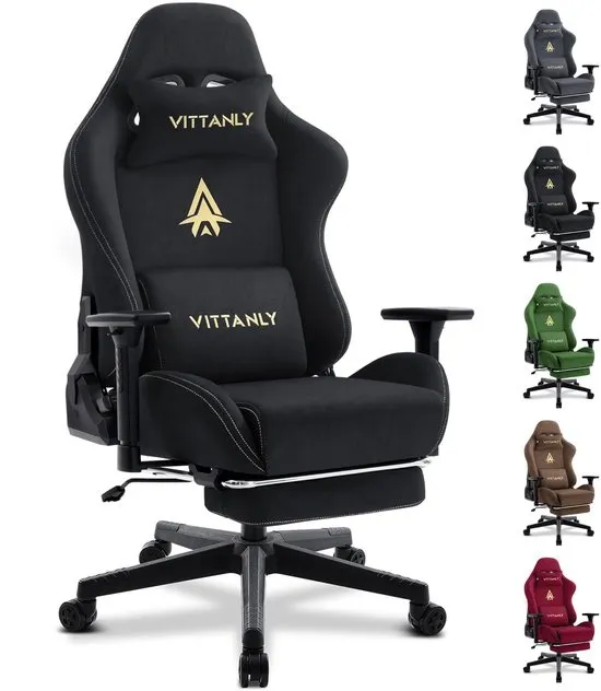 Gaming stoel - luxe imitatie suède Gamestoel- ergonomische bureaustoel met voetensteun - hoofdsteun en lendenkussen-3D armleuningen-90-155 graden rugleuning-zwart