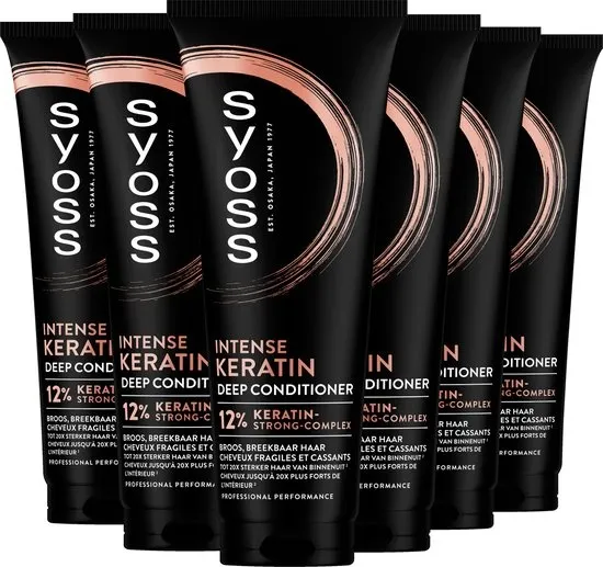 Syoss Keratin - Conditioner - Zacht en Makkelijk Doorkambaar - Sterker Haar - Broos en Breekbaar Haar - Voordeelverpakking - 6x250 ml