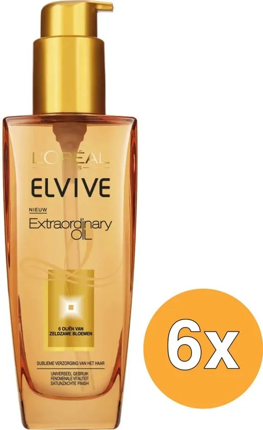 L'Oréal Paris Elvive Extraordinary Oil Haarolie - Haarverzorging voor alle haartypes - Geeft een gezonde glans - 6 x 100ml