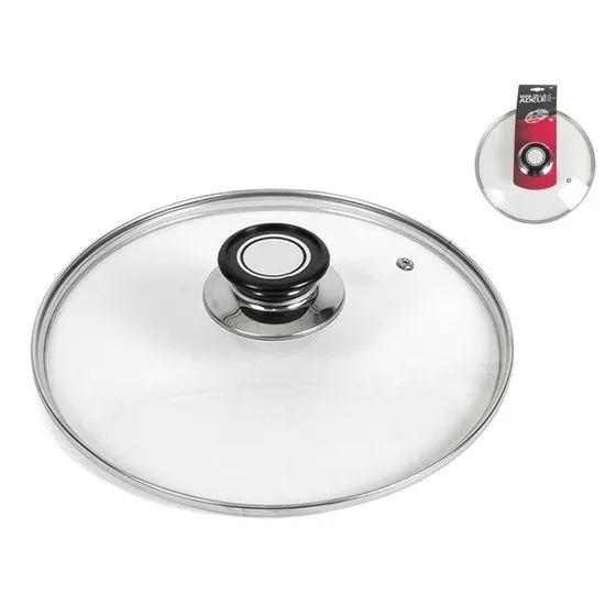 Gerimport Universele glazen pannendeksel - voor pannen met Dia 24 cm - Kookpannen accessoires - met stoomgaatje