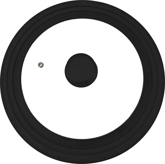 SB Line Universele glazen deksel met siliconen rand - voor pannen van 16cm/18cm/20cm - Zwart