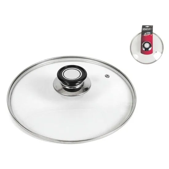 Gerimport Universele glazen pannendeksel - D22 cm - voor pannen van 22 cm - stoomgaatje