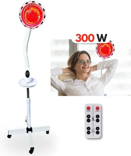 BELLAVITA ® Infraroodlamp 300W - Infraroodtherapie - Lichttherapie - Gezondheid - Spieren - Gewrichten - Infraroodtherapie - Lichttherapie - Fibromyalgie - Pijnverlichting – Collageen Lamp – Warmtelamp - Rood Licht Therapie - Red Light Therapy