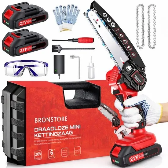 BronStore® Professionele Mini Kettingzaag - Elektrische Snoeischaar - Boomzaag & Takkenzaag - Geschikt voor Makita Accu - Inclusief 2 Accu's