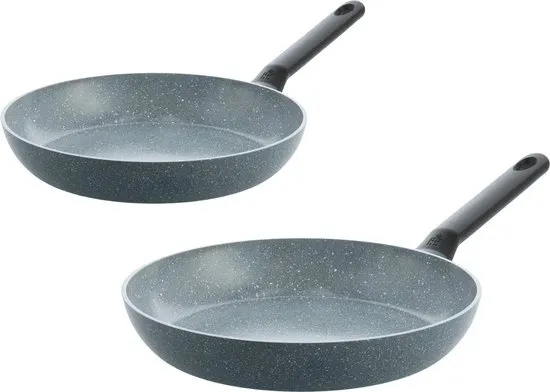 BK Blue Label Granite Koekenpannenset 2-delig - 20/24cm - PFAS-vrije antikleeflaag - Pannenset inductie - Keramische pan - Ovenbestendig tot 160°C - Koudgrepen - Blauw