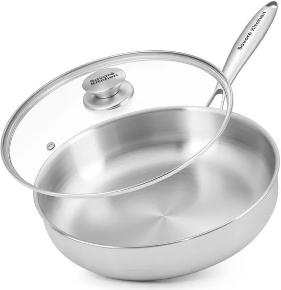 Savoré Kitchen Hapjespan 28cm met Deksel – Inductie Geschikt – RVS Sauteerpan - PFAS Vrij