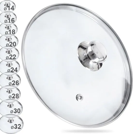 Deksel Glas 32 cm - Pannendeksel - Pandeksel - Potdeksel