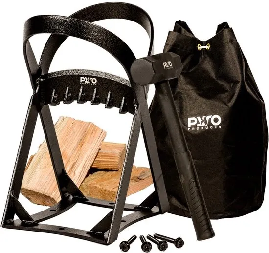PyroProducts Houtklover Gietijzer Ø24 cm - Incl. Hamer & Opbergtas - Voor Openhaard & Houtkachel