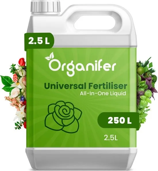 Plantenvoeding All-In-One (2,5L voor 250L) - Plantenvoeding Kamerplanten - Plantenvoeding Vloeibaar - Meststof - Planten Voeding - Voor Kamerplanten, Balkonplanten, Potplanten, Buitenplanten en Moestuin - Organifer