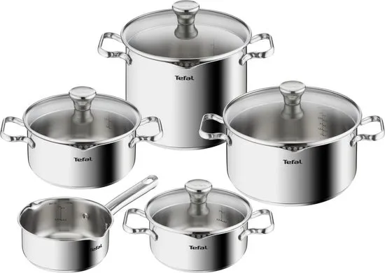Tefal Duetto - Pannenset - 5-delig - Inclusief Deksels - Inductie - RVS