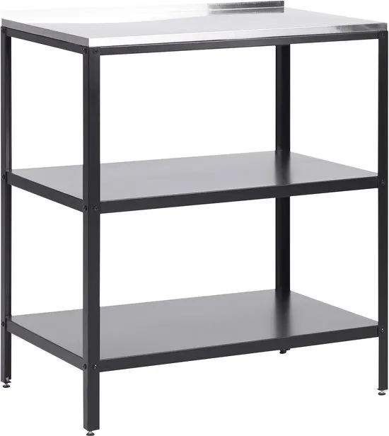 VILAMA - Buitenkeuken eiland - Zwart - 80x50x92 cm - Staal