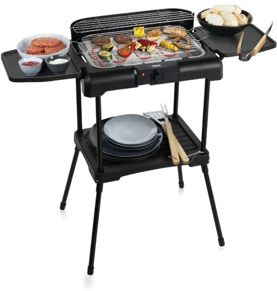 Elektrische Barbecue - Princess 112250 Elektrische BBQ met zijplanken - BBQ - 40x25cm - Met en zonder statief te gebruiken - Met zijplankjes - Ook te gebruiken als tafelgrill - 2200W