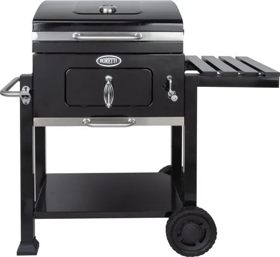 Boretti - Carbone 2.0 Houtskool barbecue - Grilloppervlak 57x42 - met verstelbaar kolenrek - gietijzeren rooster - zwart