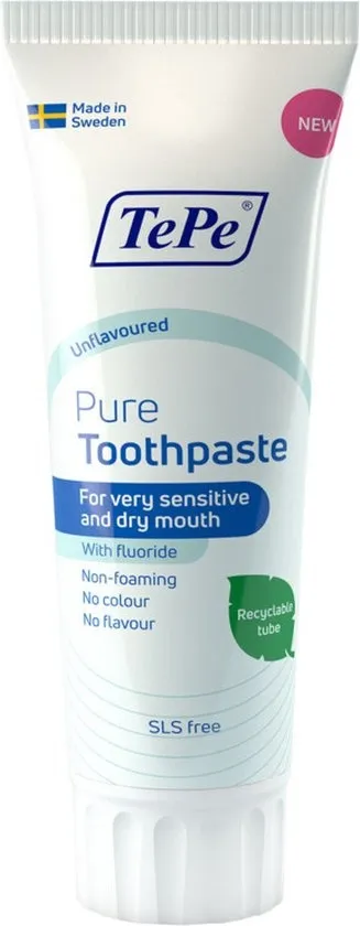 TePe Tandpasta Pure Unflavoured - 12 x 75 ml - Voordeelverpakking