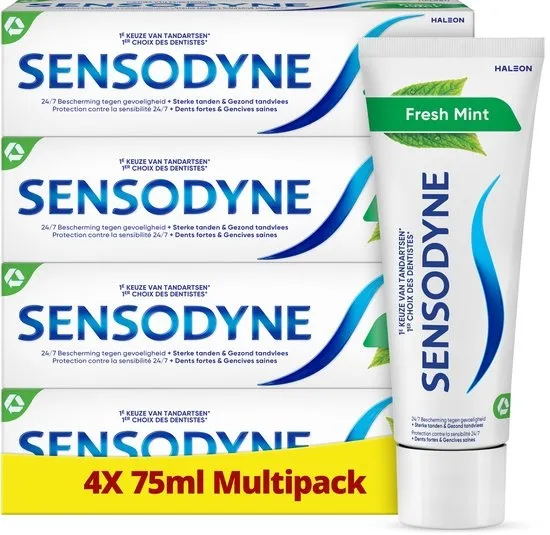 Sensodyne Fresh Mint – Tandpasta – Gevoelige tanden – Multipack – 4 x 75 ml