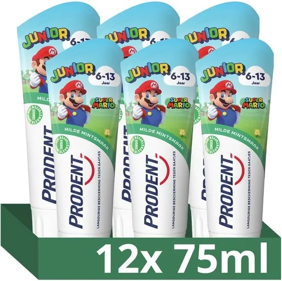 Prodent - Tandpasta - Junior 6-13 jaar - Super Mario - 12 x 75 ml - Voordeelverpakking
