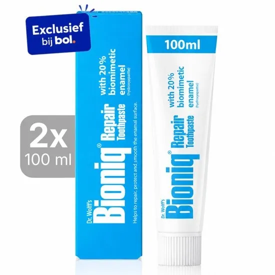 Bioniq Repair Tandpasta | Met biomimetisch tandglazuur (hydroxyapatiet) | Helpt het oppervlak van het tandglazuur te herstellen 2x 100ml