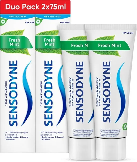 Sensodyne Fresh Mint – Tandpasta – Gevoelige tanden – Duo Pack – 2 x 75 ml